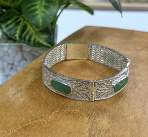 Silver Jade Panel Bracelet