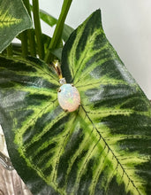 Load image into Gallery viewer, 14k yellow gold opal pendant with diamond accent