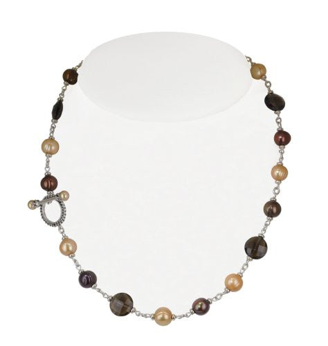 Honora Skinny Jeans Necklace/Smoky Quartz, Chocolate & Mocha Freshwater Pearls 18