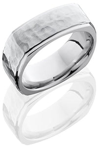 Lashbrook CC8FGESQ Hammered Finish EuroSquares Wedding Band - Cobalt Chrome