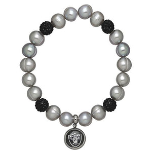 Honora Licensed NFL Oakland Raiders freshwater cultured pearl & crystal bracelet NFB7938OR75