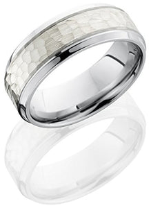 Lashbrook CC8B14/SS Hammered Finish Wedding Band - Sterling Silver & Cobalt Chrome