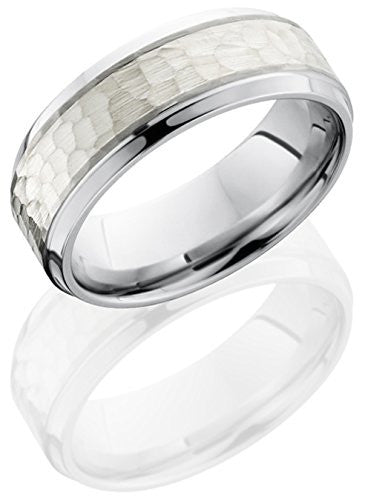 Lashbrook CC8B14/SS Hammered Finish Wedding Band - Sterling Silver & Cobalt Chrome