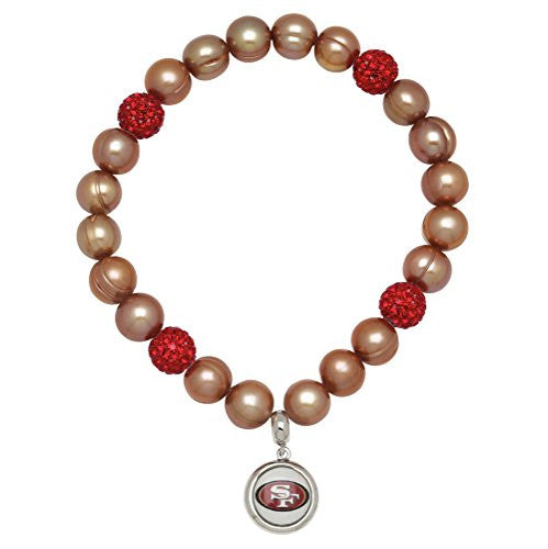 Honora Licensed NFL San Francisco 49ers freshwater cultured pearl & crystal bracelet NFB7938SF75