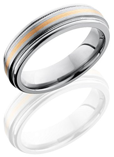 Lashbrook 6REF11/14KR2UMIL 14K Rose gold Satin & High Polish Wedding Band - Titanium & Rose Gold