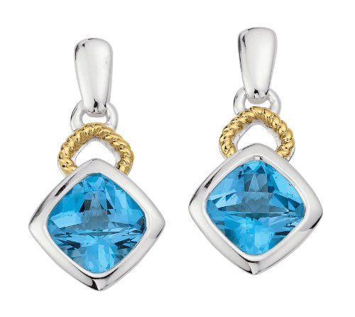 Colore Sterling Silver and 18K Gold Blue Topaz Earrings LZE248-BT