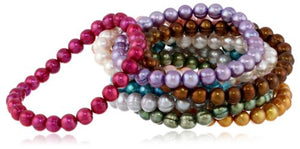 Honora Set of 10 Multi-color Freshwater Cultured Pearl Stretch Bracelets, 7.5&quot; LBS5500