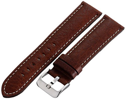 MS906 - 22 mm - Brown Shrunken Grain Genuine Italian Leather Strap by Hadley Roma