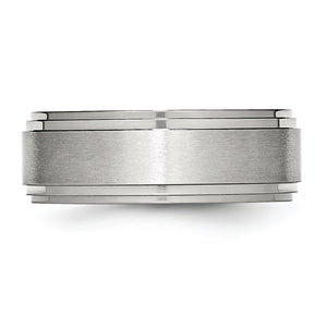 Stainless Steel 8 mm Double Step Down Brushed & Polished Ring