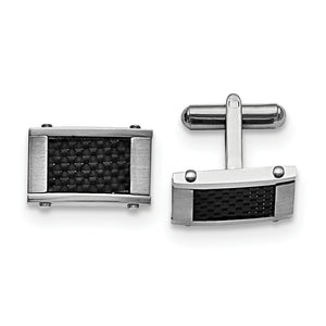 Stainless Steel & Black Carbon Fiber Cuff Links