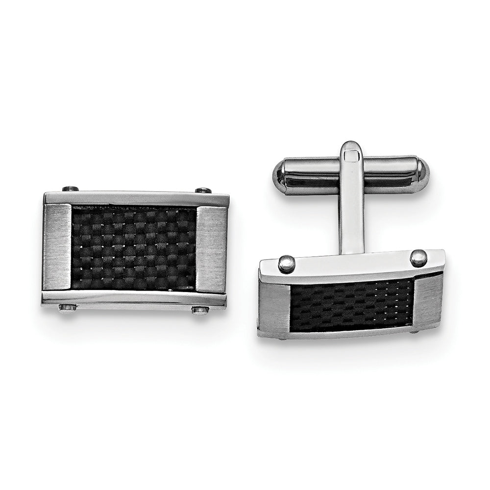 Stainless Steel & Black Carbon Fiber Cuff Links