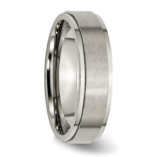 Titanium Ridge Edge 6 mm Brushed & Polished Ring