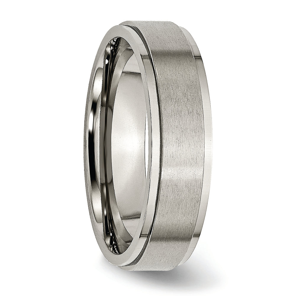 Titanium Ridge Edge 6 mm Brushed & Polished Ring