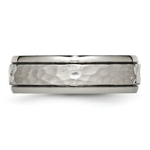 Load image into Gallery viewer, Titanium 7 mm Hammered &amp; Polished Ring