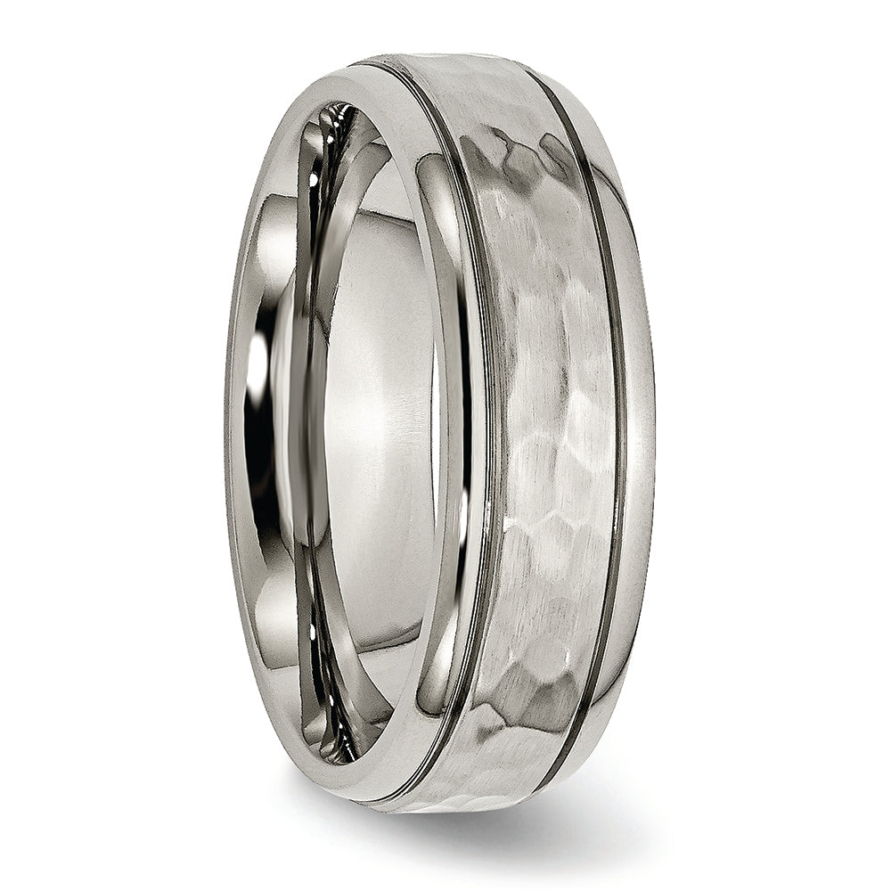 Titanium 7 mm Hammered & Polished Ring