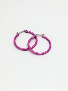 Stainless Steel Pink IP plated 26mm Hoop Earrings