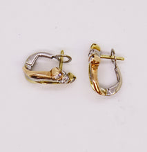 Load image into Gallery viewer, ZZZ Tri Color 14K Gold &amp; Diamond Earrings