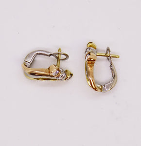 ZZZ Tri Color 14K Gold & Diamond Earrings